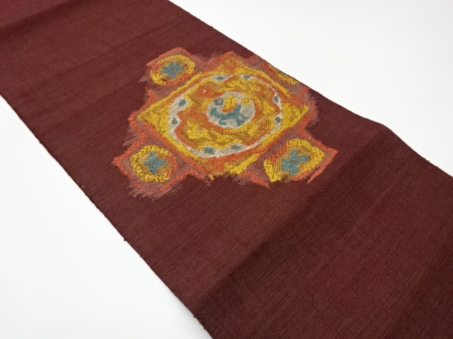 JAPANESE KIMONO / VINTAGE NAGOYA OBI / TSUMUGI / WOVEN ABSTRACT PATTERN